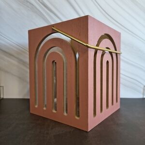Modern Arch Accent Lantern - Pink with Gold Trim